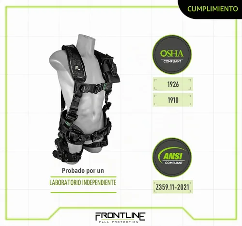 Vista 3 de FRONTLINE FALL PROTECTION 250CTB Elite™ Arnés de construcción Herrajes de aluminio OSHA&ANSI