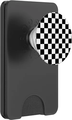 Vista 7 de PopSockets de ajedrez clásico a cuadros grandes intercambiables en negro y blanco