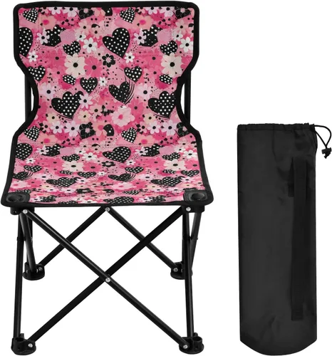 Vista 4 de Sillas plegables al aire libre del día de San Valentín del corazón negro para los adultos silla de camping portátil silla de césped ligera 202a6163