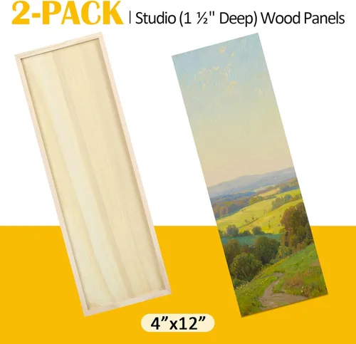 Vista 6 de Falling in Art Paquete de 2 paneles de lienzo de madera sin terminar, kit de paneles de madera de abedul de galería de 4 x 12 pulgadas, tablas