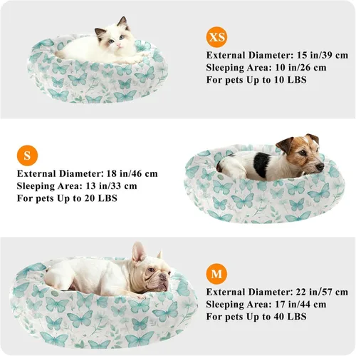 Vista 6 de Wudan Pet Cat Beds Warm & Cozy Fluffy Calming Bed for Extra Small Size Pets Supplies XS Butterfly Leaf Beige
