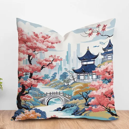 Vista 58 de ArogGeld Funda de almohada blanca con flores chinoiserie, funda de almohada para sofá, diseño floral verde y blanco, funda de almohada de lino A-12