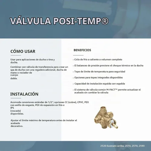 Vista 3 de Moen Brantford T62151 - Kit de molduras cromadas Posi-Temp sin válvula