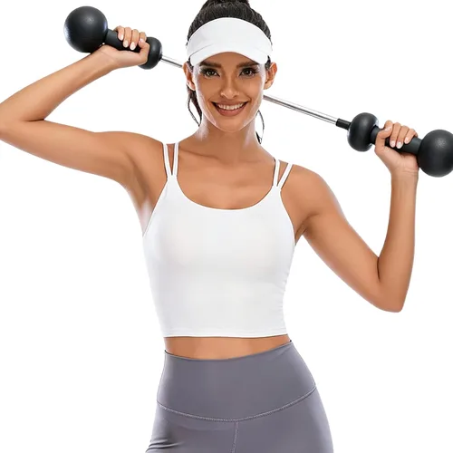 Vista 8 de Vorcy Brasier deportivo con relleno para mujer, camiseta corta con brasier integrado