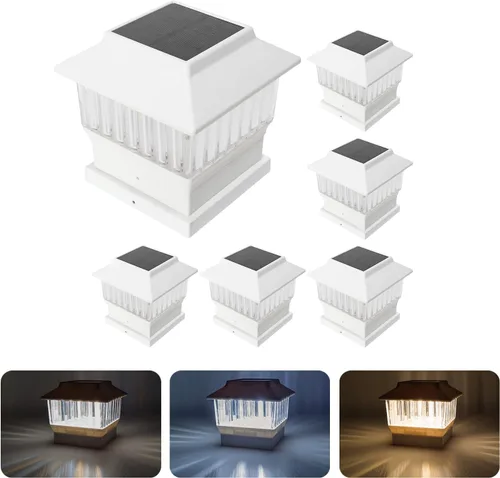 Vista 13 de Paquete de 4 luces solares para tapa de poste, modernas #1: se adapta a postes de madera de 4 x 4, 4 x 4 y 6 x 6 pulgadas, temperatura de 3