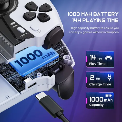 Vista 8 de Controlador de teléfono inalámbrico para iPhone/Android/Switch 1/2/OLED/iPad Mini con Hall Joystick, controlador de juegos móvil LED para iOS