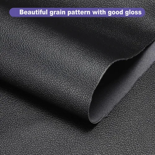 Vista 4 de PATIKIL Tela de piel sintética sintética, 2 yardas, 72 x 54 x 0.04 pulgadas, textura de cuero sintético, hojas para bolsas, manualidades, color negro
