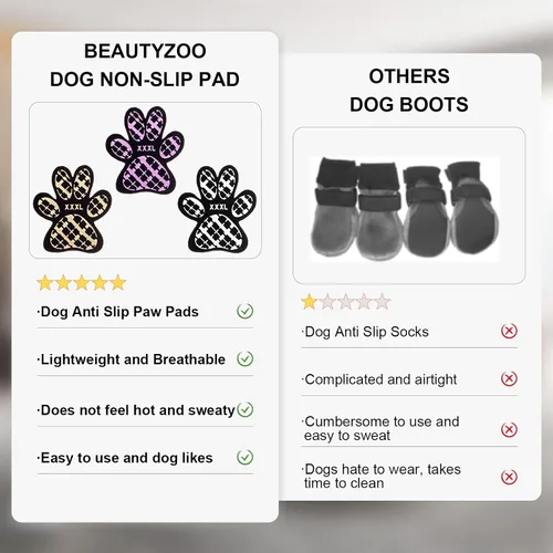 Vista 5 de BEAUTYZOO Protector de Patas de Perro para Pavimento Caliente, Agarres Antideslizantes para las Patas de Perros Mayores, Almohadillas de Tracción