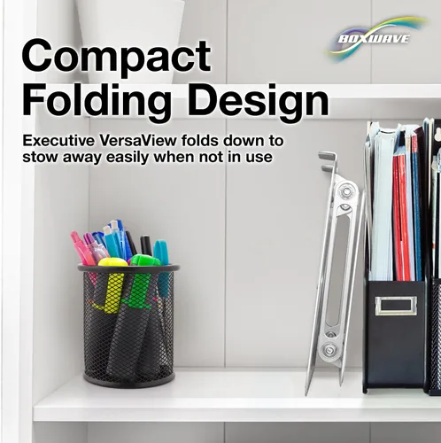 Vista 6 de BoxWave Stand and Mount Compatible with COLORROOM K10 Smart Watch (1 in) - Executive VersaView Stand, Ergonomic Adjustable Viewing Angle Metallic