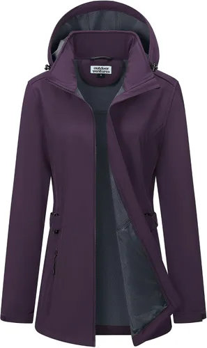Vista 9 de Outdoor Ventures Chaqueta impermeable Softshell con forro polar para mujer Negro