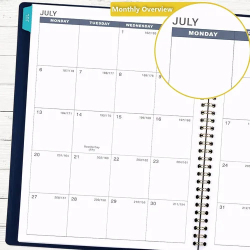 Vista 4 de Agenda y planificador 2026 - Agenda semanal de citas 2026, enero - diciembre 2026, 21 x 29 cm, planificador diario/por hora con pestañas, 15 Azul