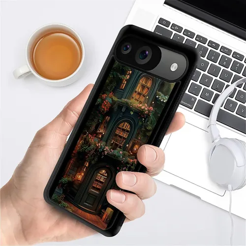 Vista 1454 de Compatible con Google Pixel 4A 5G Mobile Case Creative Acrylic Panel trasero Silicona Protección Grip especialmente diseñado para Google Pixel 4A 5G