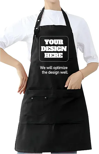 Vista 8 de BeautyWill Delantal personalizado personalizado para hombres y mujeres, delantal de cocina personalizado con bolsillos, nombre, texto, logotipo