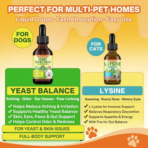 Vista 10 de puyrzoe Tratamiento natural de infección por levaduras para perros, picazón en las orejas, piel, patas y alivio de alergias, tratamiento de levadura