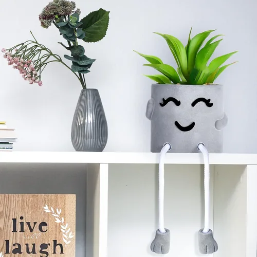 Vista 2 de Planta artificial en maceta, decoración de cubículos de plantas suculentas falsas, lindas plantas de escritorio falsas, patas colgantes, decoración