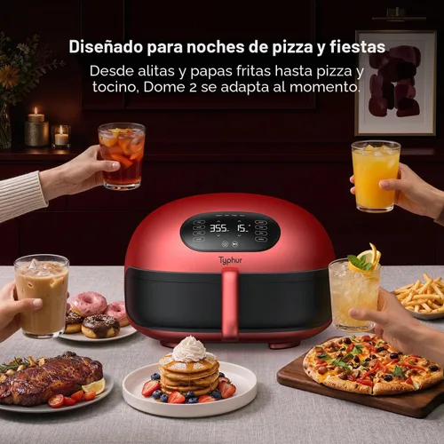 Vista 4 de Typhur Dome 2 Large AI Smart Air Fryer, 15-in-1 Dual Heating, Self-Cleaning Red