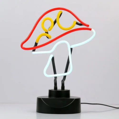 Vista 6 de Escultura de luz de neón de tubo de vidrio real de 12 V, letrero de neón de hongo para escritorio, decoración de pared hecha a mano, arte de pared