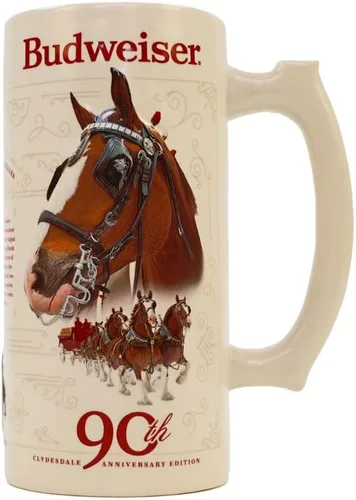 Vista 6 de Budweiser 2023 90th Anniversary Limited Edition Clydesdale Holiday Collectors Stein #44 - Taza de cerveza de cerámica para regalo de Navidad