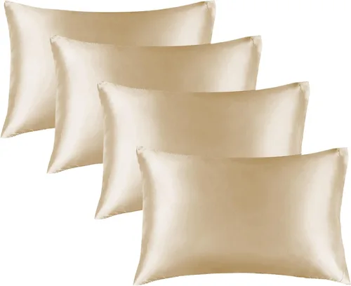 Vista 24 de BEDELITE Funda de almohada de satén para cabello y piel, súper suave y refrescante similar a las fundas de almohada de seda, paquete de 2 con cierre