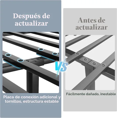 Vista 7 de LOEWAY Base de cama tamaño Queen con cabecero de almacenamiento y luces LED, color gris