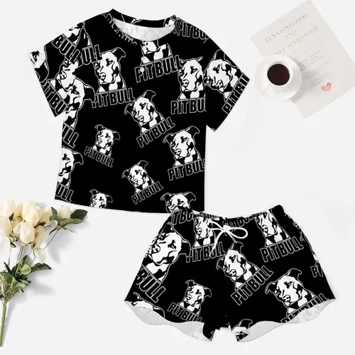 Vista 5 de Pitbull Women's Two Piece Pajamas Set Short Sleeve Top and Shorts Sleepwear