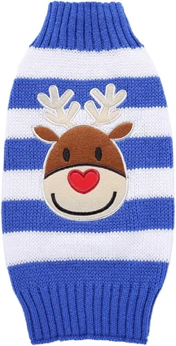 Vista 43 de Suéter de dos patas de algodón acanalado para Halloween, cuello alto a rayas alces estampado de Navidad para Teddy, Chihuahua, Shih Tzu, Yorkshire