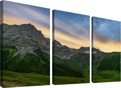 Vista 114 de wall26 Lienzo enmarcado para pared, juego de arte de noche estrellada sobre montañas, cielo nocturno tranquilo, naturaleza, desierto, fotografía