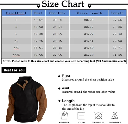 Vista 3 de Camisas de manga larga para hombre, de manga larga, cuello alto, con botones, sudadera casual