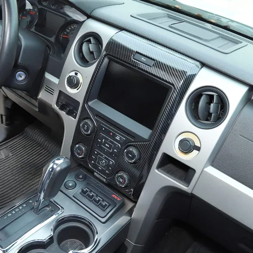 Vista 6 de JeCar Panel de tablero central ABS Interior Trim Kit para Ford F150 Raptor 2013 2014, textura de fibra de carbono