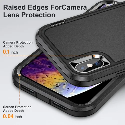 Vista 4 de Funda para iPhone Xs para hombre, híbrida a prueba de caídas, resistente, a prueba de golpes, ajuste delgado, ligera, funda protectora para iPhone