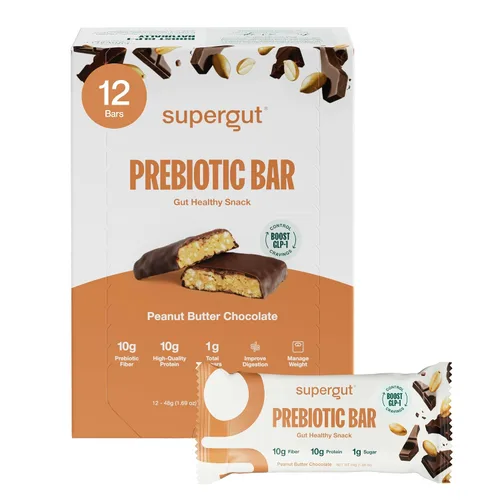 Vista 11 de Supergut Barras Prebióticas Potenciadoras de GLP-1, Brownie de Chocolate - Bocadillos de Proteína Saludables para el Intestino y Barras de Desayuno
