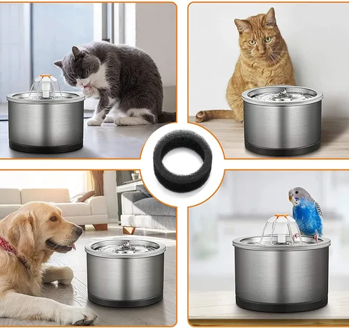 Vista 5 de 12 filtros de espuma para fuente de mascotas, esponja redonda, filtro negro, filtro de espuma para gatos y mascotas, filtro de repuesto para fuente
