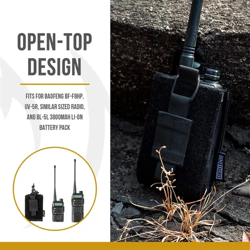 Vista 4 de OneTigris Funda de radio para BaoFeng UV-5R BF-F8HP Bolsa de nailon MOLLE para Walkie Talkie Rifle Mag (negro) Fit BaoFeng UV-5R BF-F8HP,w/ USA
