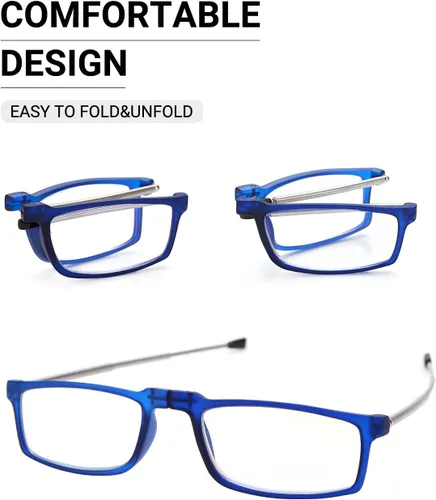 Vista 3 de LUFF Folding Reading Glasses Men Women, Anti Blue Light Readers With Case Compact Foldable Easy to Carry Portable Pocket Eyeglasses