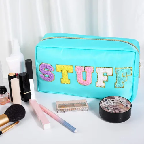 Vista 2 de SOIDRAM Bolsa de maquillaje floral acolchada para cosméticos, bolsa de maquillaje de coqueta inflada, bolsa de maquillaje estética grande de viaje