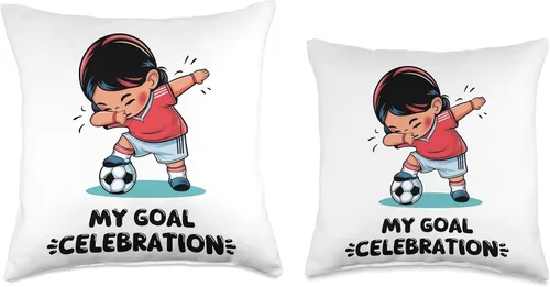 Vista 3 de Dabbing Soccer Girl Funny Kids Football Gifts For Christmas Throw Pillow