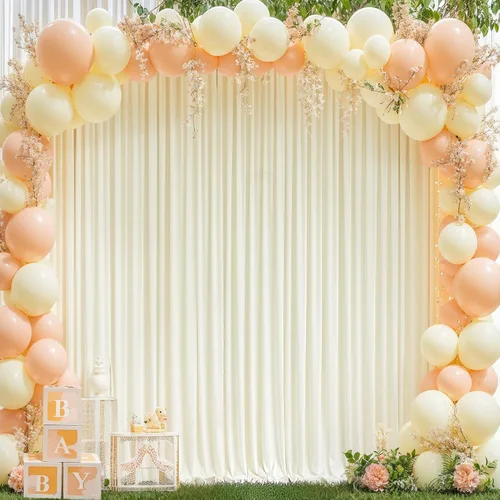 Vista 24 de Cortinas de fondo azul bebé de 8 x 10 pies para bodas, cortinas de fondo de poliéster sin arrugas, para baby shower, fiestas de cumpleaños