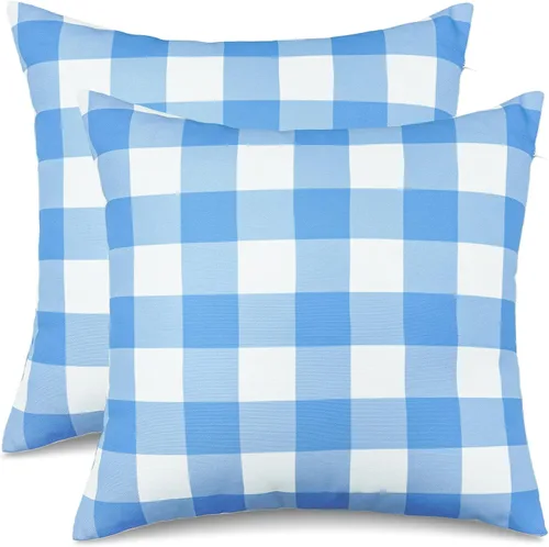 Vista 17 de Poise3EHome Juego de 2 fundas de almohada para exteriores de 16 x 16 pulgadas, a cuadros blancos y negros, a prueba de salpicaduras, para primavera