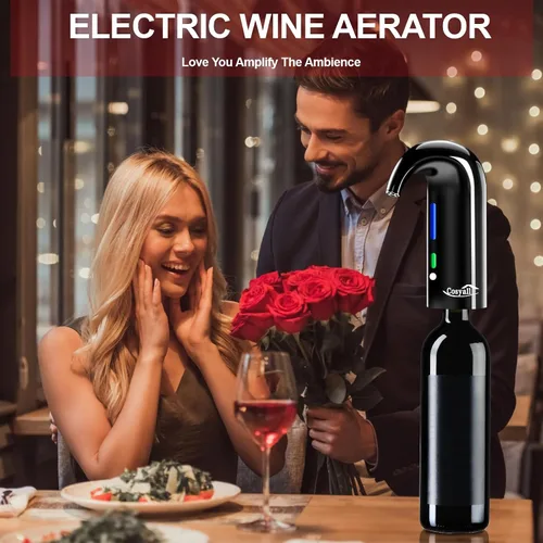 Vista 3 de Decantador de vino eléctrico aireador de vino, accesorios de vino tinto y blanco de un solo toque, aireación y decantador, vertedor de vino, regalos