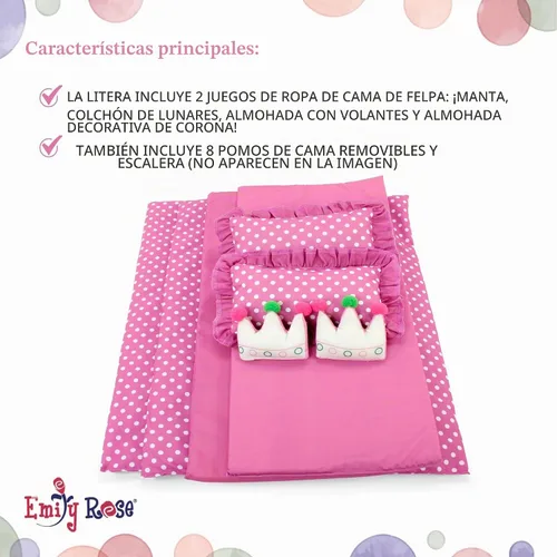 Vista 5 de Emily Rose Juego de litera blanca individual de muñeca de 18 pulgadas
