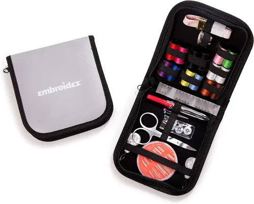 Vista 5 de Kit de costura Embroidex - para el hogar, viajes y emergencias - Accesorios de calidad, tijeras e hilo - Gran regalo