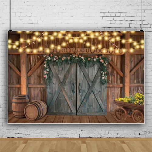 Vista 6 de Telón de fondo occidental para decoración de fiesta, fondo de granero, decoración de fiesta de vaquero, pancarta de 10 x 8 pies, diseño de granja