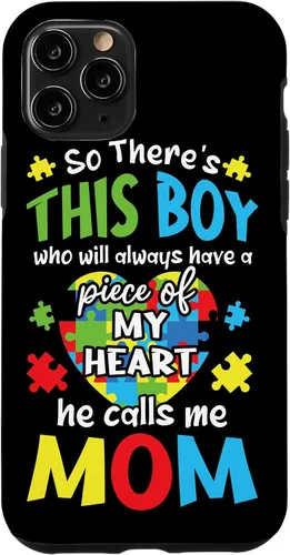 Vista 27 de iPhone 16 Boy Calls Me Mom Heart - Funda de concientización sobre el autismo