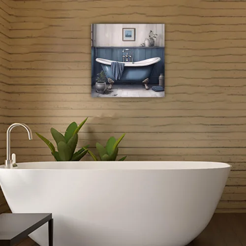 Vista 6 de ZHOUWALLPIC Cuadro decorativo de pared para baño, impresiones en lienzo azul para bañera, pintura de baño de granja, obra de arte para decoración