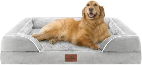 Vista 131 de Comfort Expression - Cama ortopédica para perros medianos, 28 x 19 pulgadas, cama impermeable y de apoyo de espuma con cojines removibles, sofá
