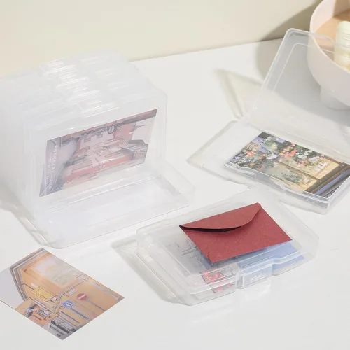 Vista 4 de novelinks 6 cajas de almacenamiento de fotos de plástico de 4 x 6 pulgadas Transparente