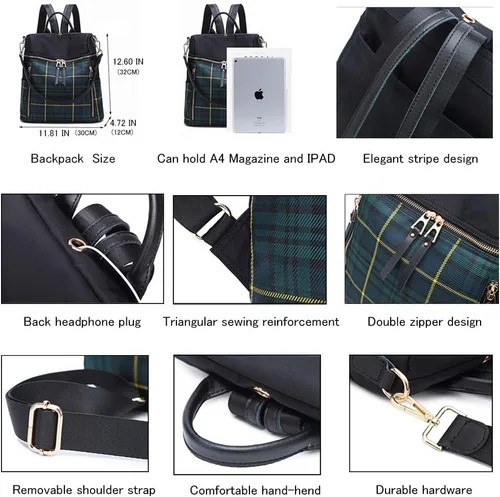 Vista 4 de zhongningyifeng Mochila impermeable para mujer, ligera, a la moda, casual, de viaje, bolsa de hombro