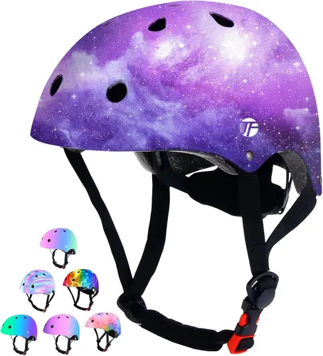 Vista 15 de Casco de bicicleta ajustable con gradiente de color para niños pequeños de 3-5-8-14+ años, niñas y niños. Casco para monopatín y bicicleta