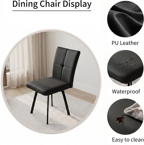 Vista 3 de HIPIHOM Juego de 2 sillas de comedor, sillas de cocina tapizadas Negro