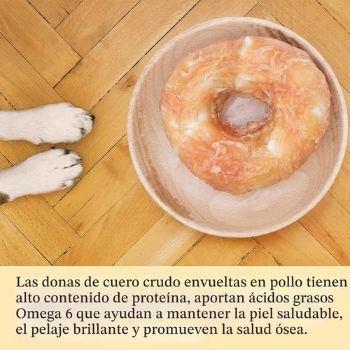 Vista 8 de Pawmate Dog Treats Chicken Wrapped Rawhide Donut Masticables de larga